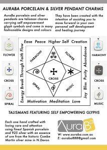 AuraBa Porcelain & Silver Talisman Pendants - Information At A Glance